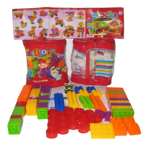 Bolso Legos Bloques 80 Piezas  Ideal Juego Didáctico Niños