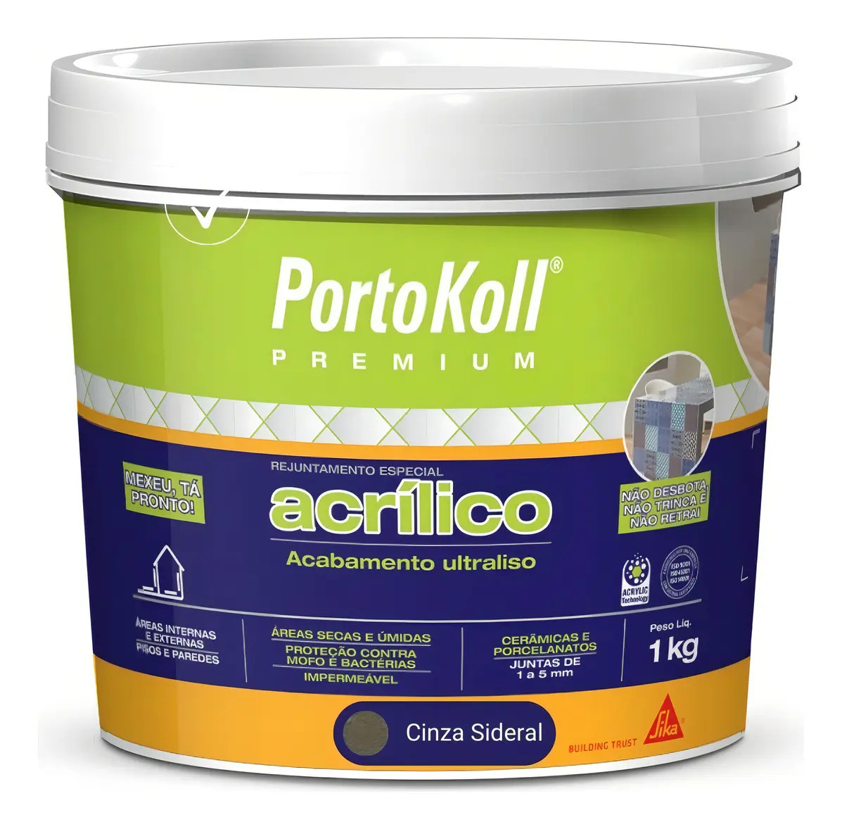Rejunte Acrílico Premium Portokoll 1kg - Cinza Sideral