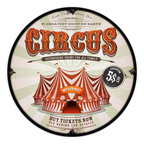 #309 - Cuadro Decorativo Vintage / Circus Circo No Chapa