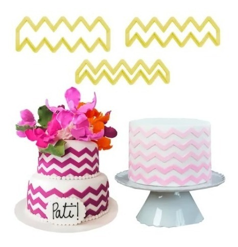 Imagem 4 de 8 de Cortadores Chevron Zig Zag Pasta Americana Biscoitos
