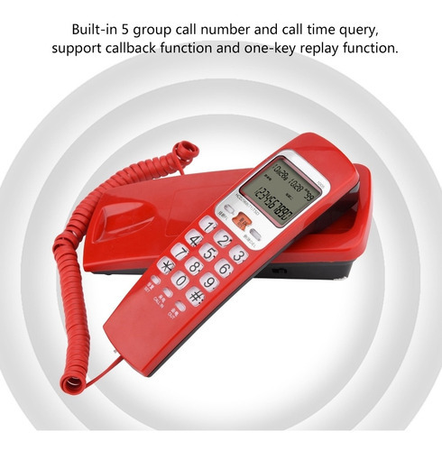 FSK/DTMF Caller ID Telefone com fio Telefone vermelho