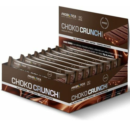 1 Caixa Barra Choko Crunch 12un  - Probiótica - 3 Sabores Sabor Chocolate Ao Leite