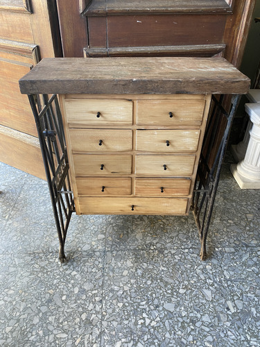Mesa Auxiliar Recibidor Apoyo Rústica Cajones Madera Hierro (Usado)