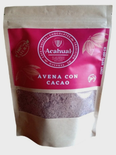 Avena Con Cacao Orgánico Sin Azúcar 3 Piezas De 250 Gr