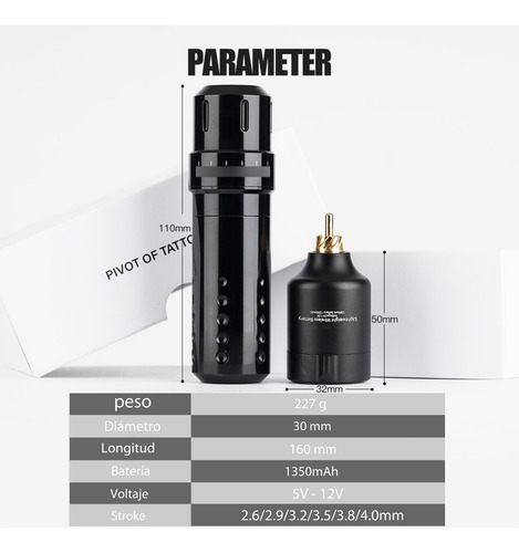 Kit De Tatuajes Mast Flip Con Doble Batería Inalámbrica