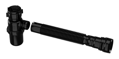 2 Sifao Copo Universal Sanfonado Astra Preto P/ Banheiros