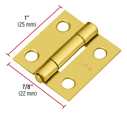 20pzs Bisagra Rectangular 1in Acero Latonado Hermex
