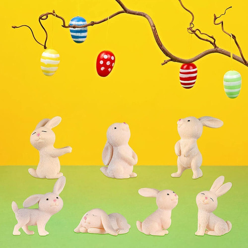Para Mini Conejo Decoracion Pascua Adornos Figuras Resina