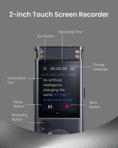 Gravador De Voz Iflytek Com Reprodução E Transcrição 32gb