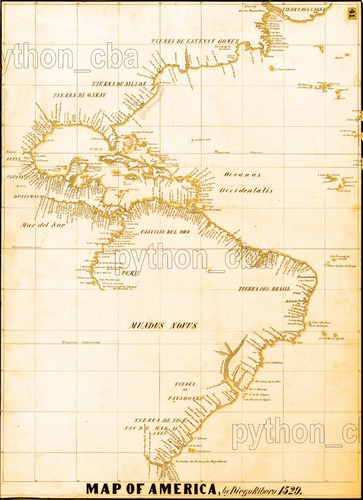 Cuadro Mapa De América De Diego Ribero Año 1529