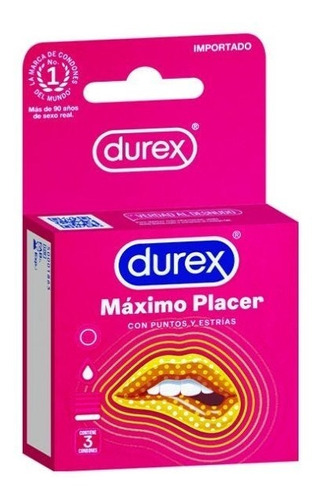 Durex Máximo Placer Caja 3 Condones Preservativos Lubricados