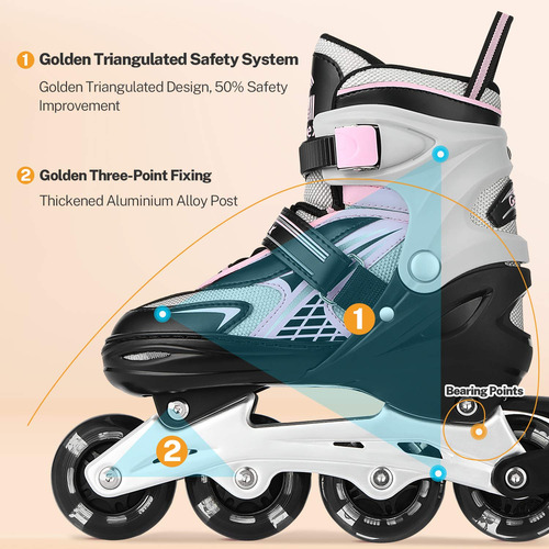 Patines En Línea Ajustables Con Ruedas Iluminadas Para Niños