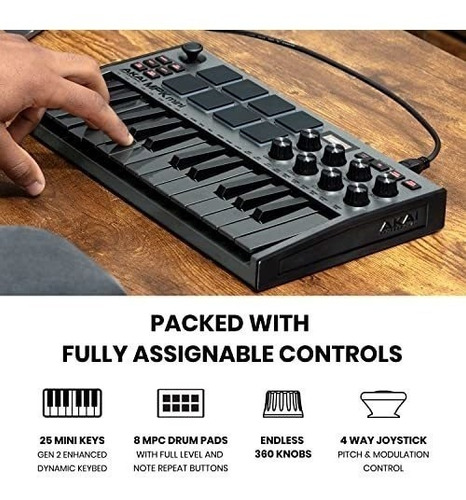 Imagen 2 de 5 de Akai Professional Mpk Mini Mk3 - Controlador De Teclado Mid