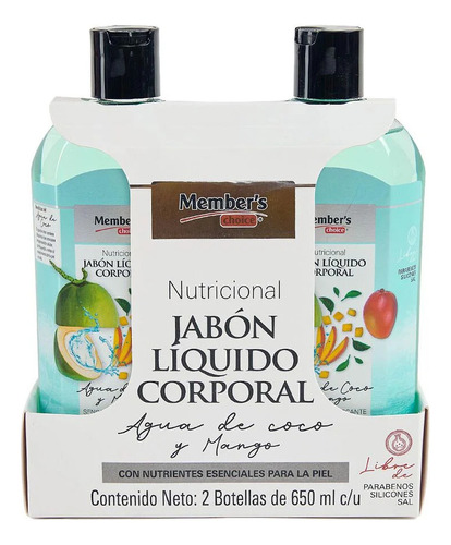 Jabón Líquido Corporal Member's Choice 2 Piezas De 650 Ml