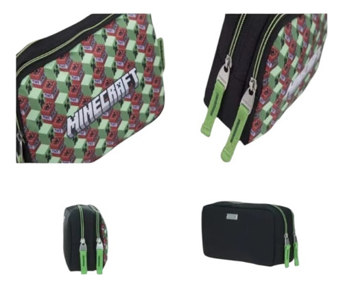 Kits Mochila Chenson Primaria Minecraft Lapicera Y Lonchera Negro Minecraft