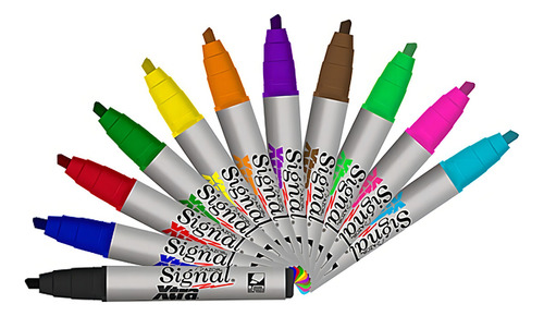 12 Marcador Permanente Grueso Rellenable Signal Xtra Azor Color Verde