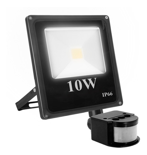 Imagen 1 de 10 de Reflector Led 10w Sensor De Movimiento Exterior Ip66 Frio