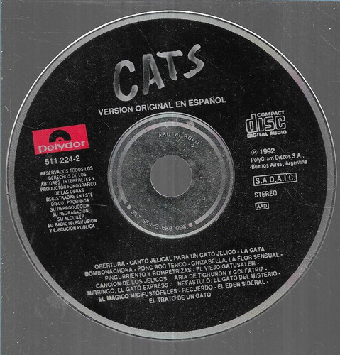 Andrew Lloyd Webber Album Cat Version Español Cd S/portada