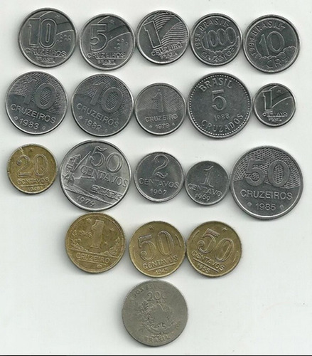 10 Cruzeiros Reais 1994 + 50 Centavos 1945 1955 + 18 Moedas