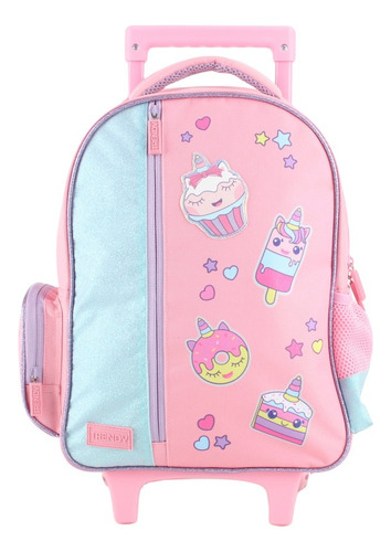 Mochila Carro Trendy  16'' Reforzado Con Brillo, Rosa 27708 