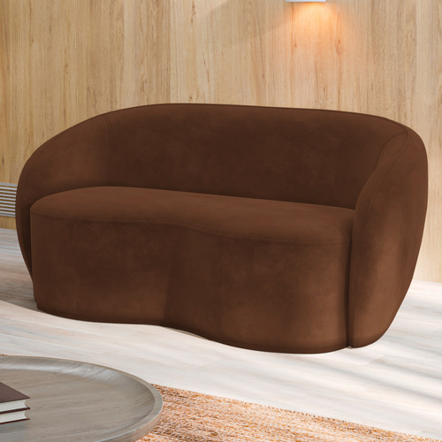 Sofá Decorativo 180cm 2 Lugares Íbis Enc Fixo Veludo Marrom