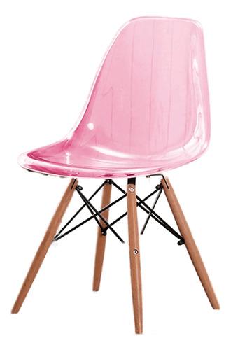 Silla de comedor Gaon Eames Crystal, estructura color rosa, 1 unidad