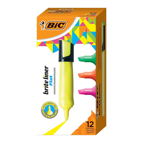 Bic Brite Liner Plana De Resaltado, Punta Cincel, Colores Su