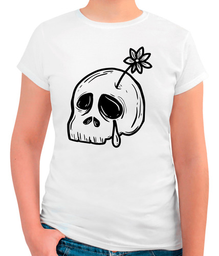 Playera Cuello Redondo Diseño Sad Flower Skull