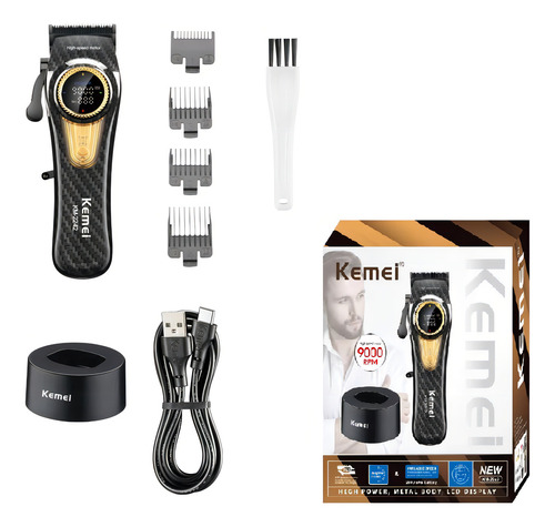 Máquina de corte USB Power Clipper profissional Kemei Km-2242, cor preta