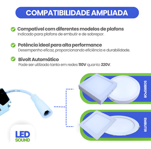 Kit 3 Driver Reator Led 40-50w Plafon Embutir 600ma Bivolt