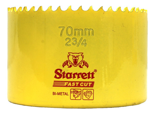 Serra Copo Aço Rápido Ferro E Madeira 70mm Starrett Fast Cut