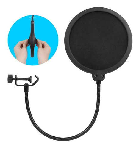 Anti Pop Filtro Doble Tela Vivo Grabacion Home Studio Color Negro