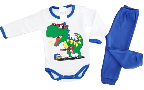 Conjunto Bebe Varon Body Manga Larga Pantalon Dino Guitarra