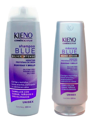 Shampoo + Mascara Kleno Blue Silver Intense Matizador