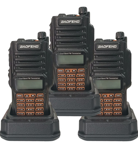6 Rádio Prova D'água Baofeng Uv9r Plus Dual Walkie Talki Bandas De Frequência Vhf/uhf Cor Preto 100v/240v