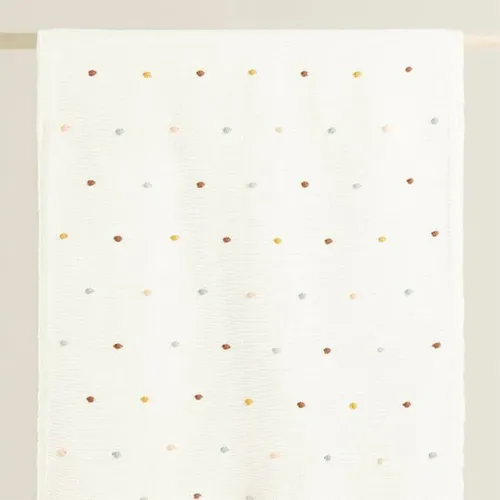 Manta Suave Para Bebé, Ideal Para Cuna Y Cochecito Color Blanco Puntos