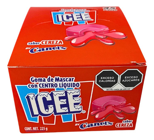 Icee Goma De Mascar Centro Liquido Sabor Cereza (45 Chicles)