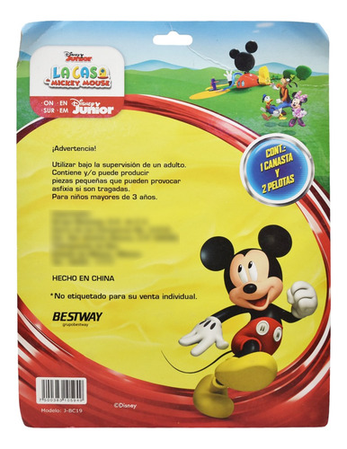 Canasta Con Pelotas Disney Mickey Mouse 6pz Bestway Cf