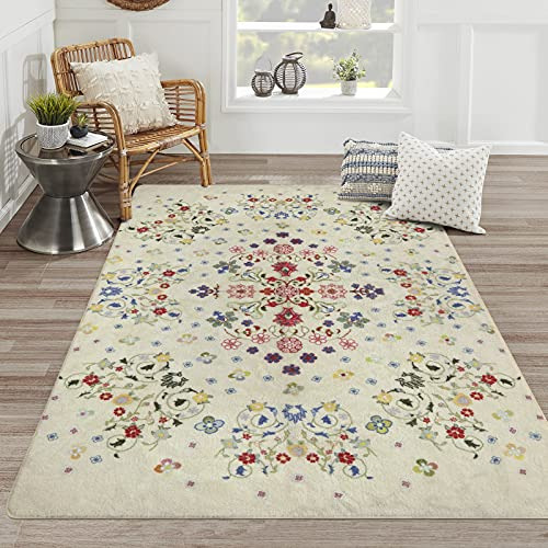 Uphome Alfombra Floral Para Dormitorio Alfombras De Área De 