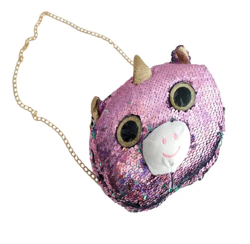Mini Bolso Lentejuelas Reversibles Animalitos Kawaii Cosmeti