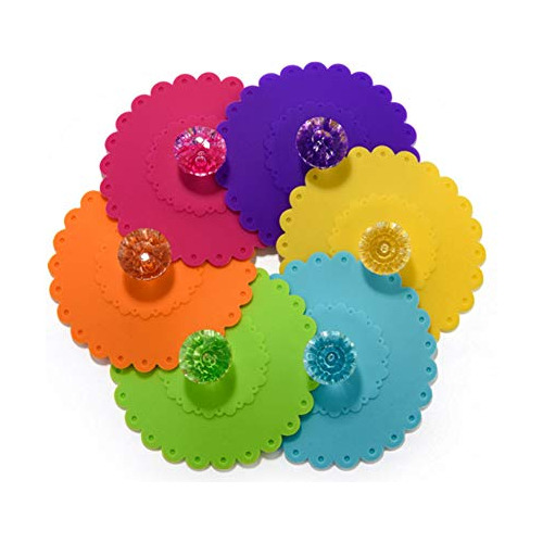 6 Tapas De Silicona Herméticas Para Tazas Creative Diamond G