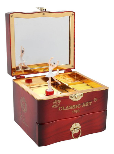 Imagen 2 de 12 de Caja De Música De Madera Caja De Música Antigua Marrón
