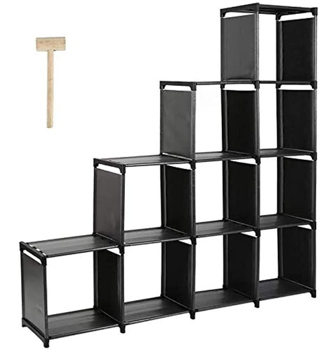 Estantería Modular De Metal Y Plástico Negro/10 Cubos.