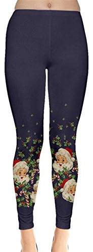 Cowcow - Leggins Elásticos Para Mujer, Diseño De Papá Noel, 