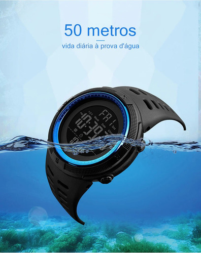 Imagem 8 de 10 de Relógio Masculino Esportivo Digital Prova D'agua Skmei-1251