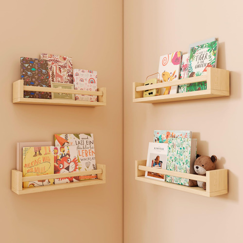 Estante Flotante Para Libros Infantiles De Madera