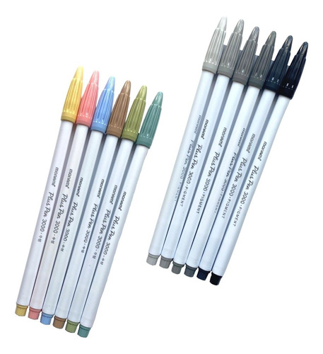 Marcador Para Colorear Monami Plus Pen 3000 Con Diseño De Plus Pen 3000 De Punta Pincel X Unidad X 12