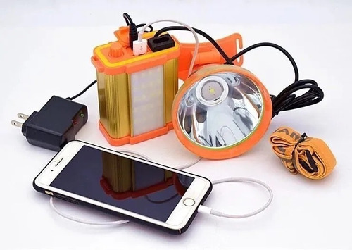 Imagen 3 de 10 de Linterna Foco Led 100w (reales) Caza Camping Minero Lampara