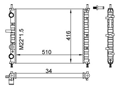 Radiador 1.8 Fiat Marea Elx - Bravo Gt