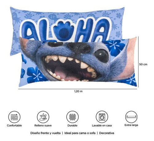 Frazada Matrimonial Stitch + Almohada Larga Providencia Azul Stitch Photo